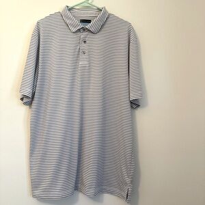 PGA Tour Golf Polo Shirt Black & White Striped Short Sleeve Sporty Men’s Sz XL